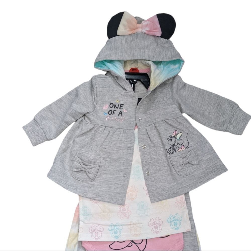 NEW Minnie Infant 5-piece Layette Set Sweet Shower Gift 12M Bows and Hear…